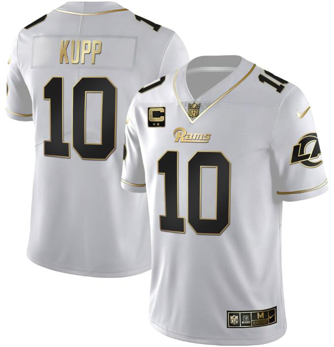 Men's Los Angeles Rams Active Player Custom White Golden With 2-Star C Patch Vapor Stitched Football Jersey